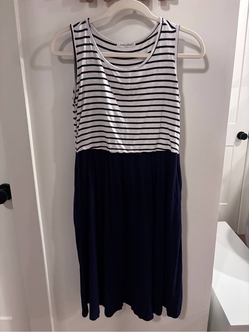 Striped Tank Top Navy Midi Dress